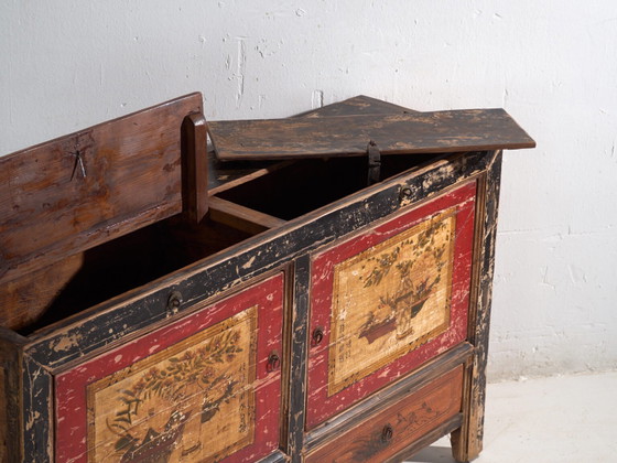 Antique painted sideboard in elm wood – China, circa 1950 – Iron (photo 33 of 40)