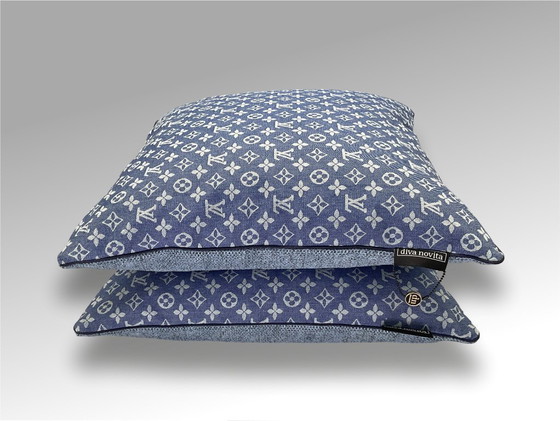Image 1 of Louis Vuitton - Set of 2 new pillows made of Louis Vuitton cotton jeans