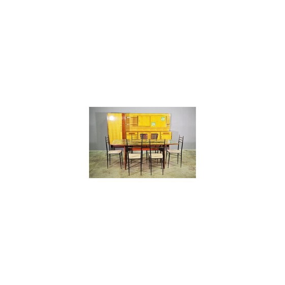 Image 1 of Vintage mahogany and beech veneer dining room set by Carlo De Carli, Italy 1965