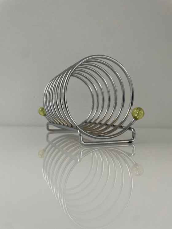 Image 1 of Porta toast cromato postmoderno vintage con dettagli al neon