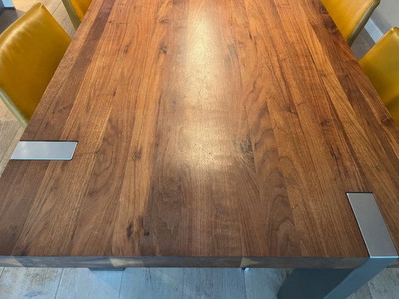 Image 1 of For Sale: Dining table 1.00 x 3.00 m walnut with stainless steel legs