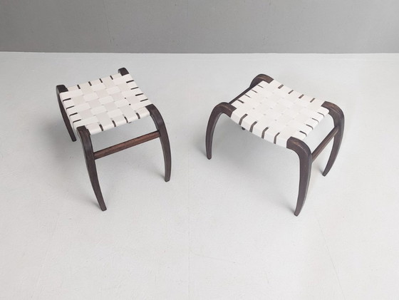 Image 1 of Paar modernistische Hocker von Ladislav Bartoníček für Krásná Jizba, 1940er Jahre