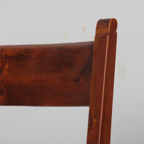 Image 1 of Set of 6 straw-seated wooden chairs, French work, 1950