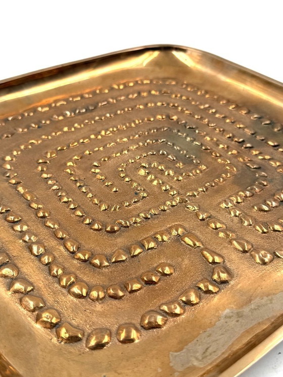 Image 1 of Plateau moderne en laiton massif / vide poche, Atelier Ventrella Italie années 1980