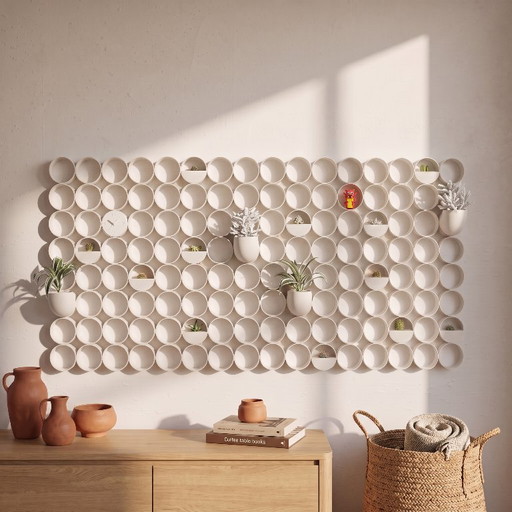 Pannello Space Age | Pannello Murale 3D | Pacchetto XLarge | Decorazioni Murali Boho Midcentury Bianco