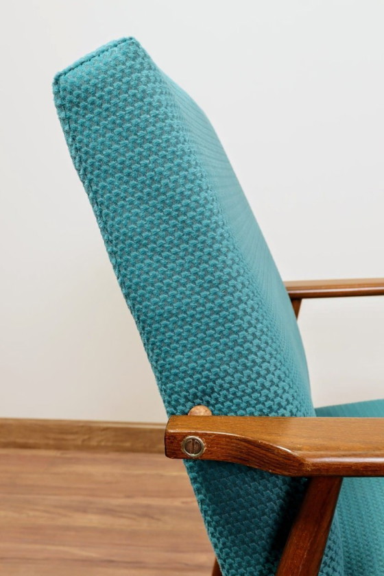 Image 1 of Scandinavian Lounge Chair Mid Century Design Turquoise Vintage Fabric