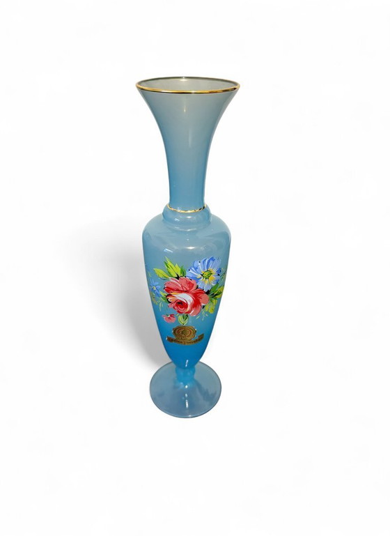 Image 1 of Collectible set of 7 original Florentine opaline vases from the 1950s.