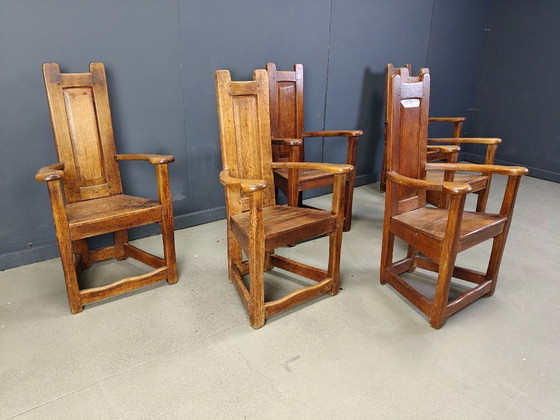 Image 1 of Vintage church chairs, set of 6 - 1950s