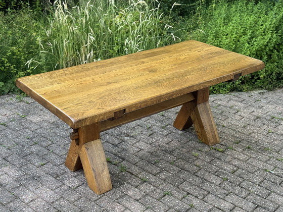 Image 1 of Brutalist oak dining table by De Puydt
