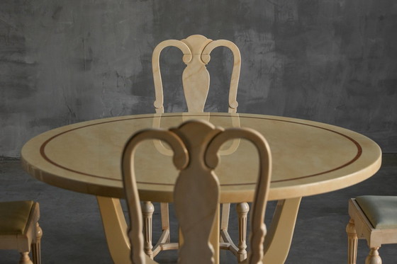 Image 1 of Faux-Marble Lacquered Table by Jean Claude Mahey, France, 1970s