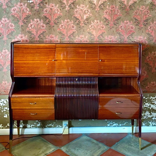 1x Vintage-Sideboard im Art-Deco-Stil mit Barschrank von Osvaldo Borsani