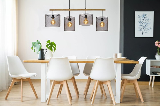 Lucide BASKETT Black Pendant Lamp - 4x E27 Cylindrical Metal – Modern (photo 2 of 2)