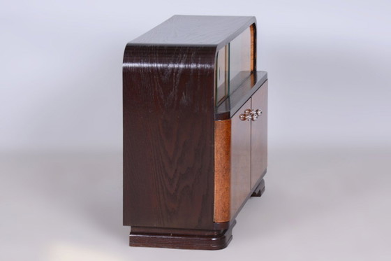 Vitrina Art Déco restaurada, de roble, arce y cristal, pulida, checa, década de 1930. – Armarios, Glass, Wood (photo 5 of 14)