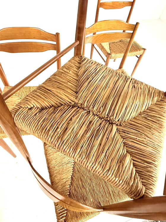 Image 1 of 6x vintage biezematten stoel ‘60