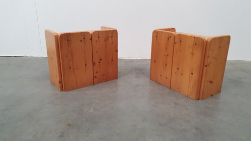 Brutalist Vintage Massief Grenen Kastjes Jaren 70 Deens – nachtkastjes, Wood (photo 2 of 14)