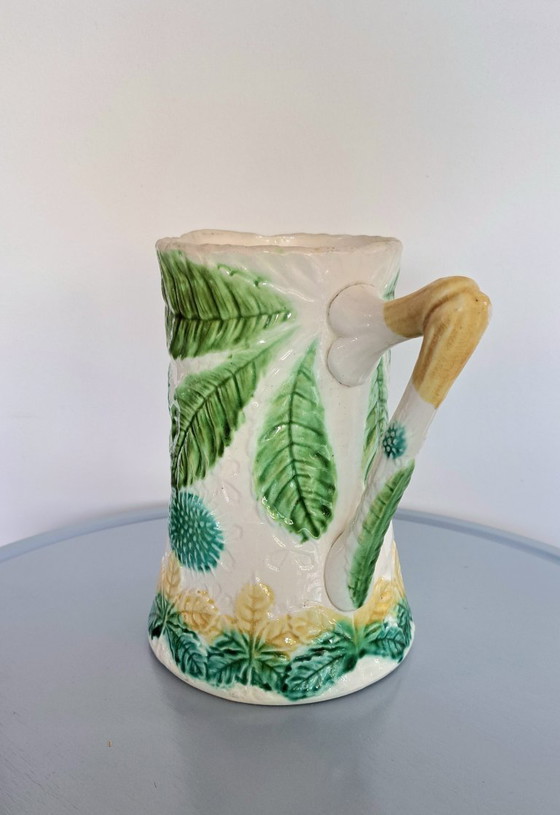 Image 1 of Salins Les Bains Schenkkan - Majolica Barbotine - 1960s - kastanje