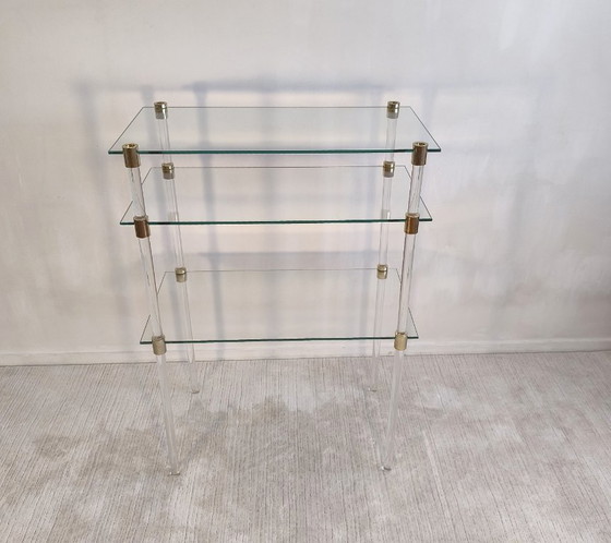 Image 1 of Charles Hollis Jones – Tables d’appoint & étagère modulable design verre et laiton 