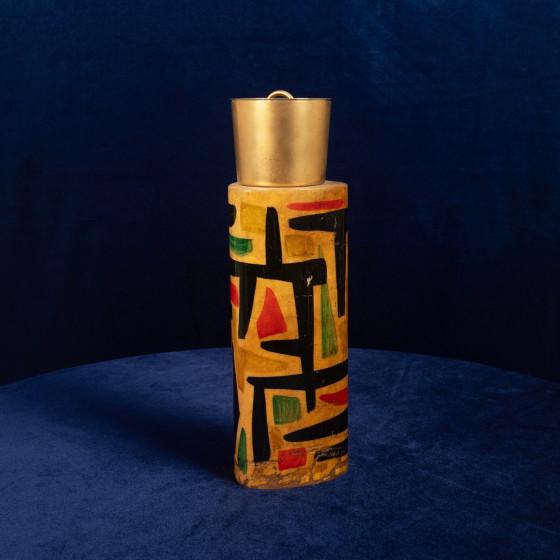 Thermos Aldo Tura Mod. 796D en parchemin à décor abstrait, 1940 – Objets déco, Leather, Abstract (photo 10 of 24)