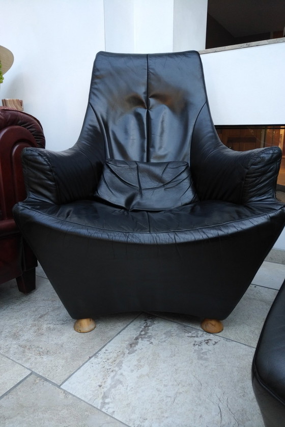 Image 1 of 2x Design Fauteuil + Hocker The Future Sitting Vision Noir