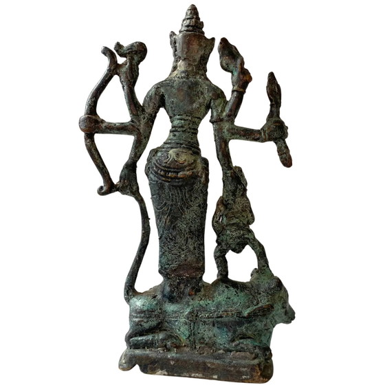 Authentique statue antique en bronze – Durga Mahishasuramardini – Période Majapahit – Sculptures (photo 5 of 9)