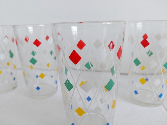 Set of 8 Vintage 'Harlequin'/Diamond Ferrero Nutella Glasses, Fidenza Vetraria – Ferrero - Nutella (photo 10 of 10)