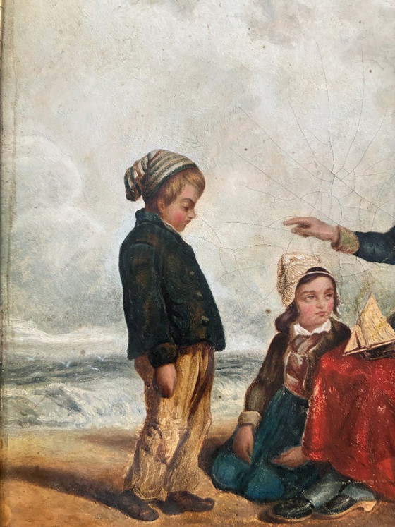 Dipinto a olio antico di paesaggio marino, c. 1845 – Dipinti e disegni, Canvas (photo 13 of 16)