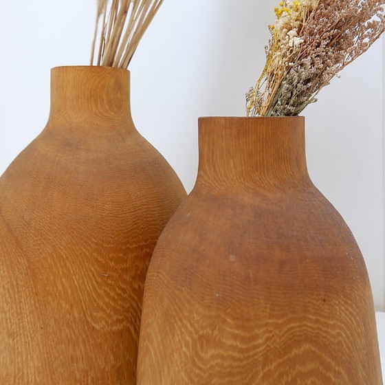 Image 1 of Coppia di vasi decorativi vintage in legno di paulownia