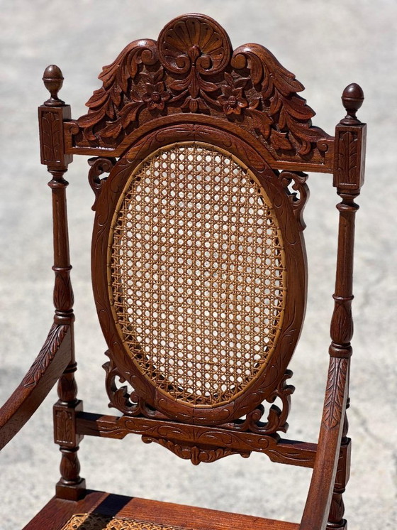 Image 1 of Lote de 6 sillones medallón de madera torneada y tallada de finales del siglo XIX