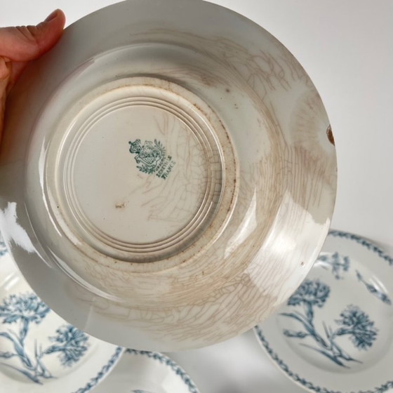 Image 1 of Set of 8 soup plates, "Oeillet" pattern, KG Lunéville, ironstone, 19th century