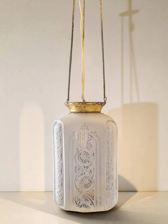 Pendelleuchte / Art Deco Laterne – Pendelleuchten, Crystal, Glass (photo 7 of 11)