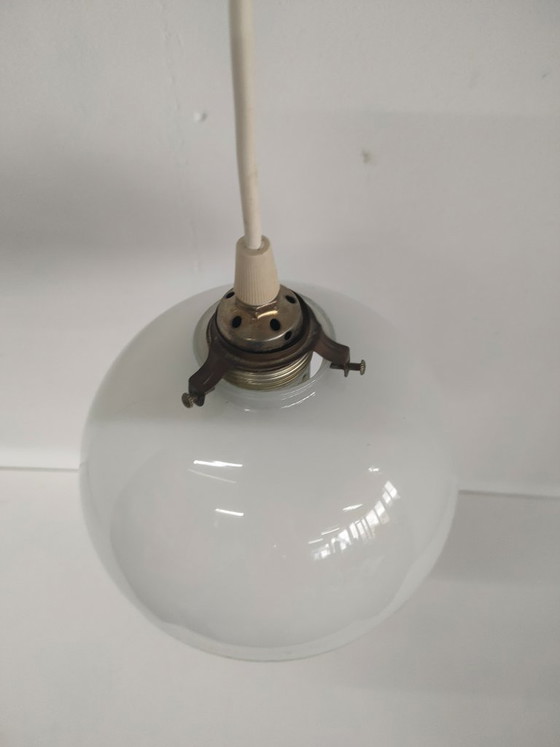 Image 1 of Vintage Ceiling Lamp Pendant Lamp (Opal Glass/Brass)