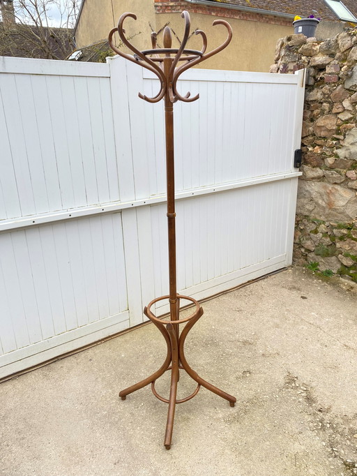 Zwenkbare papegaai kleerhanger stijl Baumann Bistrot 1960 gebogen hout