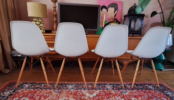 Image 1 of 4 x Vitra Eames DSW Chairs White with ash base