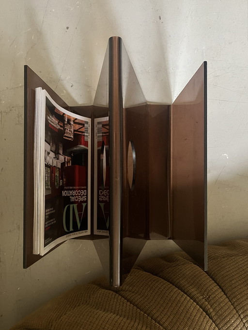 Double magazine rack in Smoked Plexiglas, Design 1970