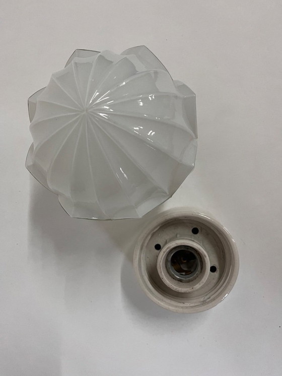 Image 1 of Antico bottone a tulipano Thabur in rara versione Art Déco bianca