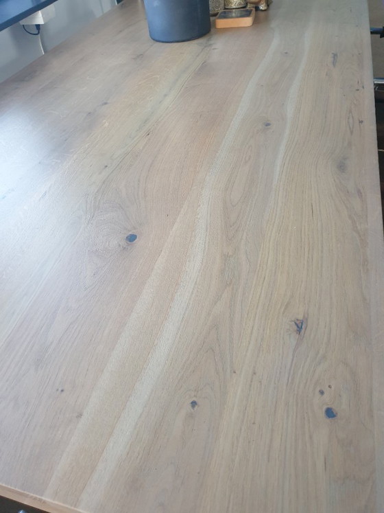 Image 1 of tavolo da pranzo in legno con struttura in acciaio inox