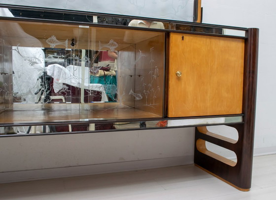 Image 1 of Osvaldo Borsani Mid-Century Modern Italian Walnut and Maple Sideboard, 1950s