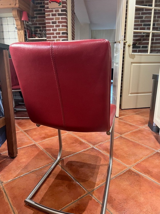 Image 1 of 6x designer dining chairs – leather & stainless steel – style Label Vandenberg