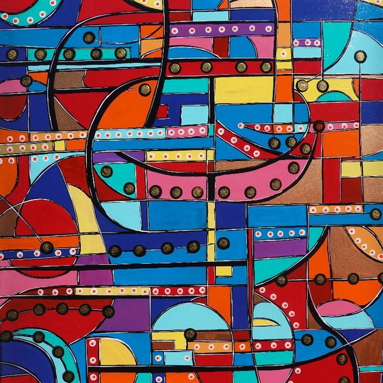 Image 1 of Cubism A1358 - abstract painting on XXL canvas