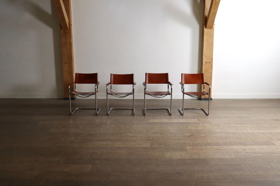 Image 1 of MG5 Esszimmerstühle aus cognacfarbenem Leder und Chrom von Mart Stam & Marcel Breuer, 1960er Jahre