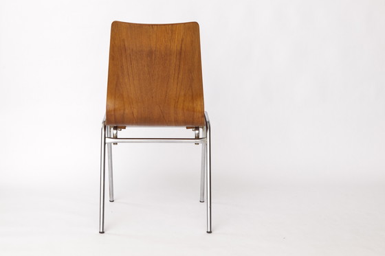 Image 1 of 1 of 4 Vintage 1970s Teak & Metal Stacking Chair, Germany – Set of up to 4 Available