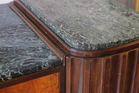 Credenza Art Déco francese, anni '30, Credenze con vetrina, Legno, Marmo, Marrone, Art Deco (foto 5 di 9)