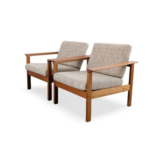 Lot de 2 Fauteuils Vintage tissu clair Vamo Møbelfabrik, Bois, Beige (photo 4 sur 9)