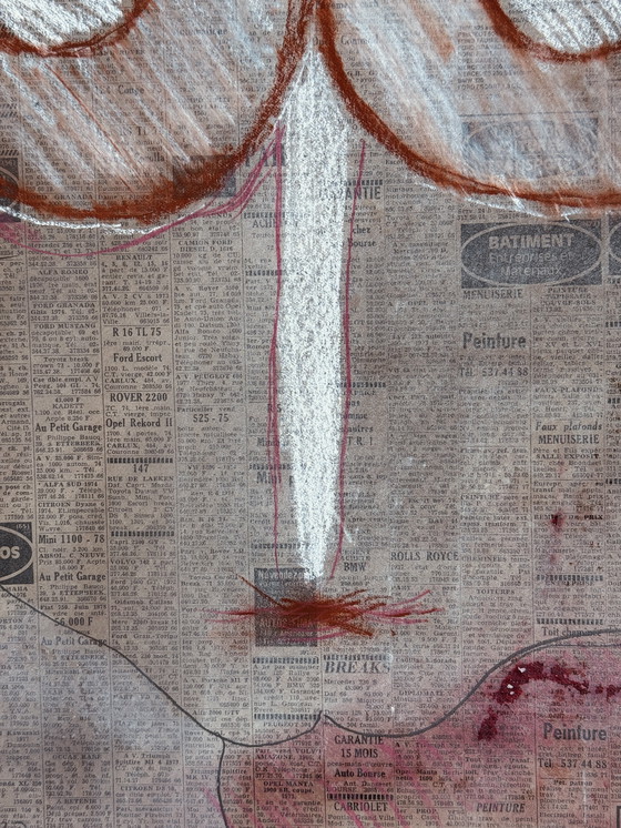 Image 1 of Robert Detheux "Visage aux petites annonces" Gemälde von 1980