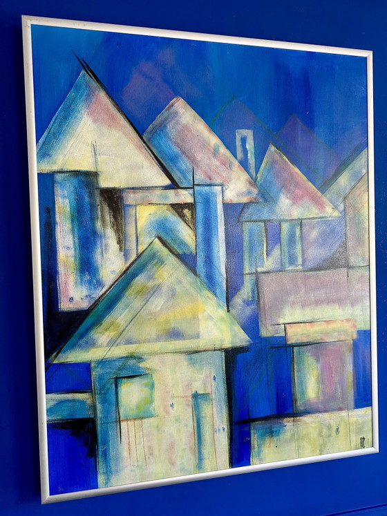 Image 1 of Painting by Anke Peddemors Electric Blue Houses