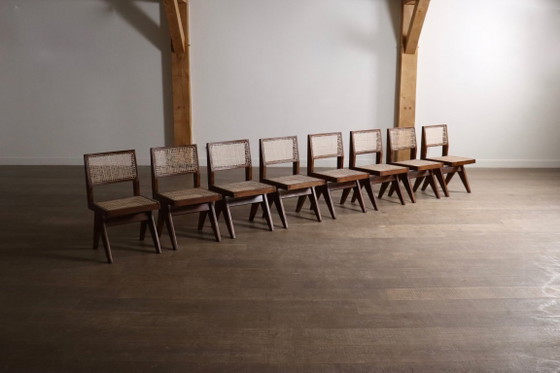Set van 8 Pierre Jeanneret PJ-SI-25-A armloze stoelen, Chandigarh, 1958 – Eetkamerstoelen, Wood (photo 6 of 17)