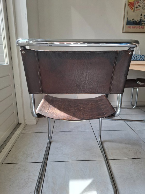 Image 1 of 5 sedie vintage in stile Bauhaus con struttura tubolare e rivestimento in pelle