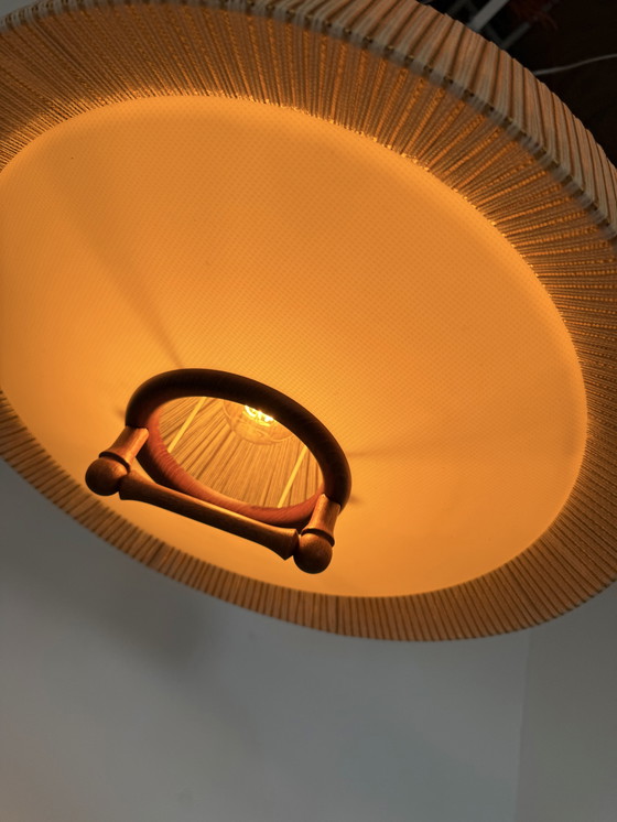 Image 1 of Lampada a sospensione vintage in teak e sisal, Temde Leuchten