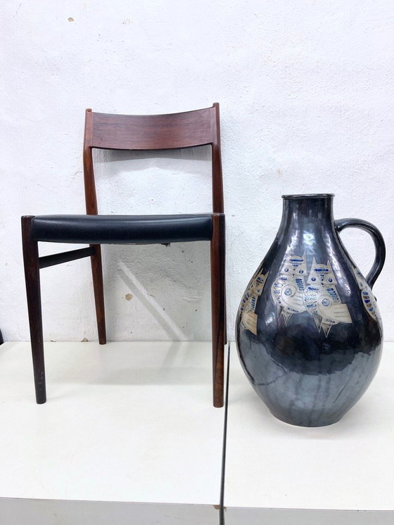 Image 1 of Large floor vase pottery Mühlendyck 1990 owl decoration