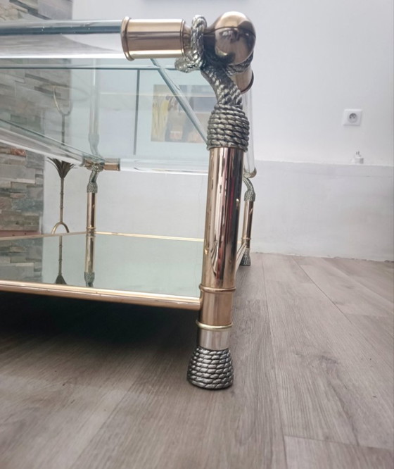 Grote sculpturale Salontafel van Muebles Curvasa jaren 70 – Brass, Plexiglass (photo 4 of 6)